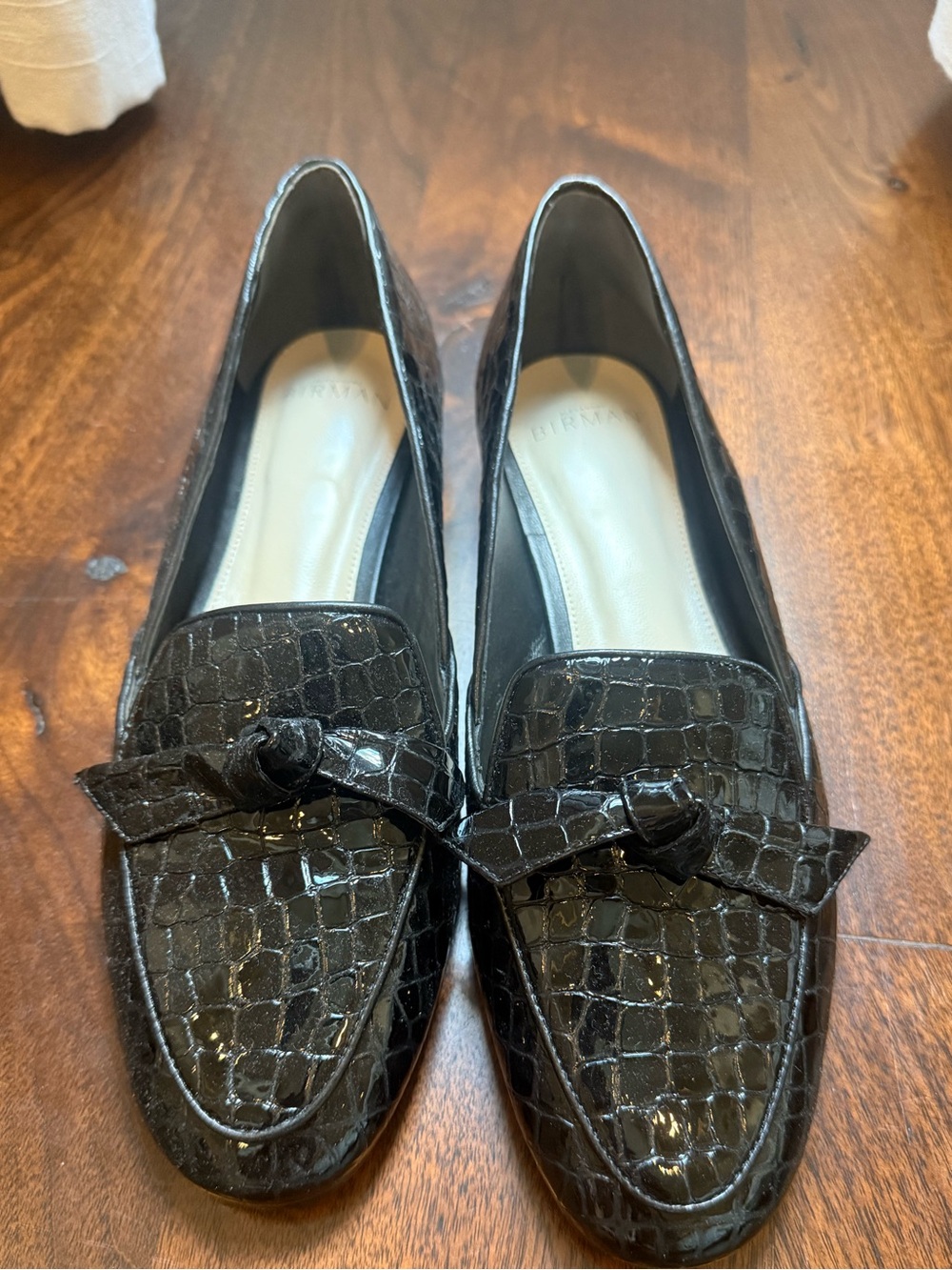 Alexandre Birman Patent Croc-Embossed Black Clarita Loafers  sz 8 never worn